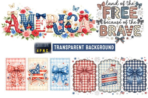 America Patriotic PNG Bundle 4th July: Design Assets for Festive Creations