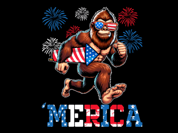 Bigfoot Firework 4th of July Merica: A Patriotic Design Asset