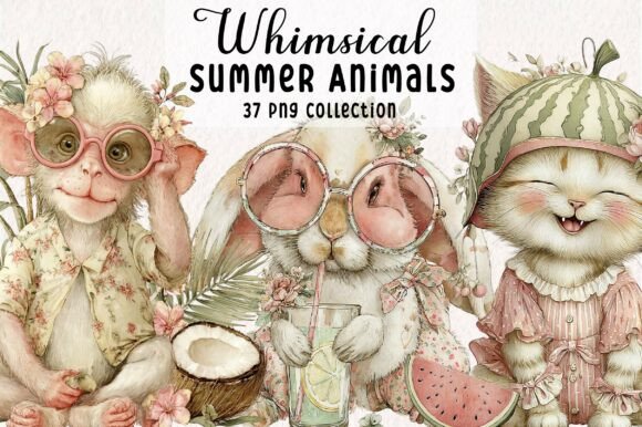 Bring Summer to Life: Whimsical Funny Animals Clipart