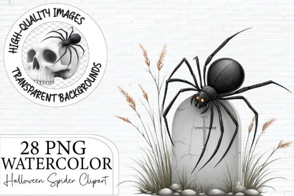 Crafting Spooky Elegance with Watercolor Halloween Spider Clipart