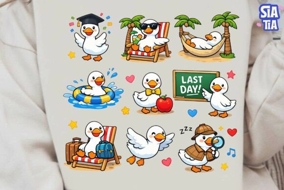 Cute Duck Summer School PNG Clipart for Creative Projects