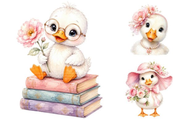 Cute Pink Floral Duck Clipart Bundle: A Designer's Delight