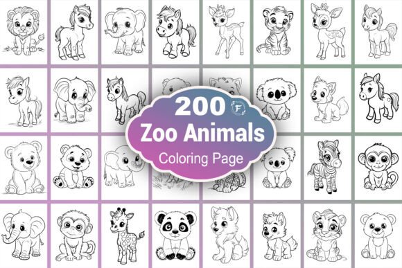 Cute Zoo Animals Coloring Page: A Bundle for Creative Projects