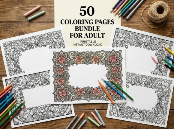 Elegant Floral Mandala Frame Coloring for Creative Relaxation