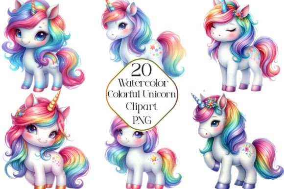 Enchant Your Designs with Watercolor Unicorn Clipart