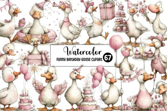 Funny Birthday Goose Clipart: A Quirky Collection for Every Crafter