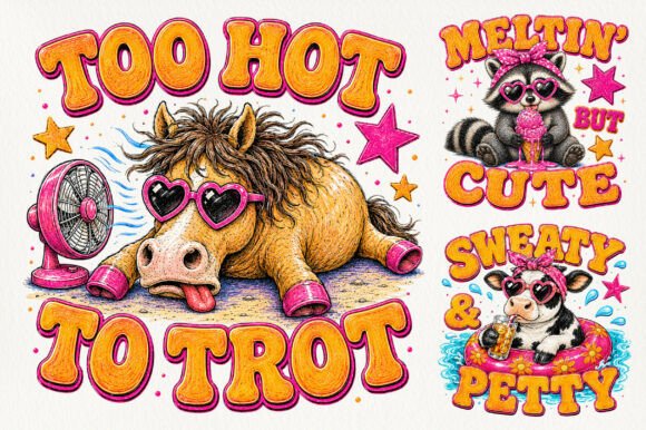Funny Cute Summer Animals PNG: Playful Clip Art for Creative Projects