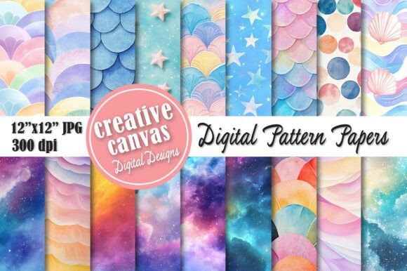 Pastel Galaxy & Mermaid Digital Paper: Your Dreamy Design Foundation