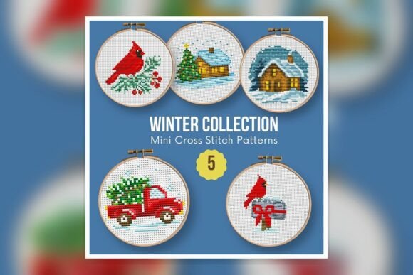 SET-Winter-01-05 Cross Stitch Pattern: Your Digital Winter Project