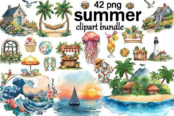 Tropical Design Made Easy: Watercolor Summer Clipart Bundle