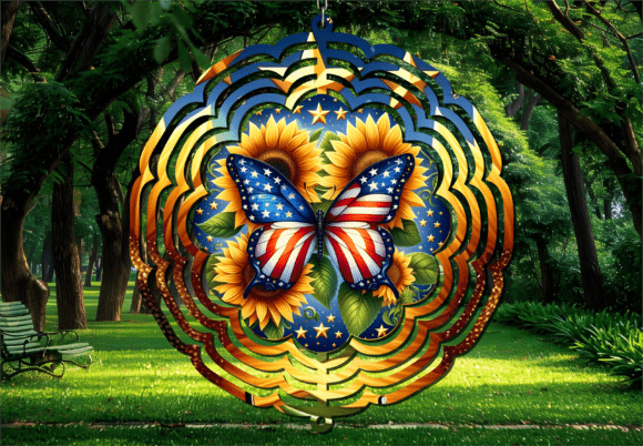 USA Flag Butterfly Garden Wind Spinner: Crafting Outdoor Elegance