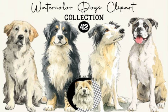 Watercolor Dogs Clipart: Versatile Digital Art for Creative Projects