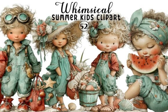 Whimsical Summer Kids Clipart: 52 Playful Designs for Your Projects