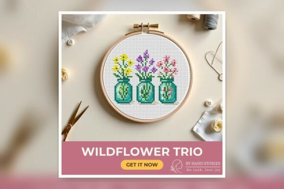 Wildflower Trio Cross Stitch Pattern PDF: Nature-Inspired Craft